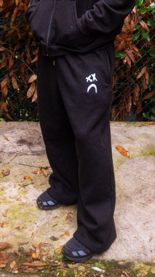 BLACK 'TRACKY' BOTTOMS